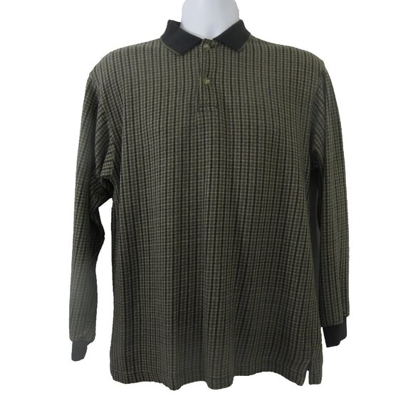 Chereskin Men's Shirt Black/Tan/Green Plaid Size Small Cotton Blend Long Sleeve - Picture 1 of 5